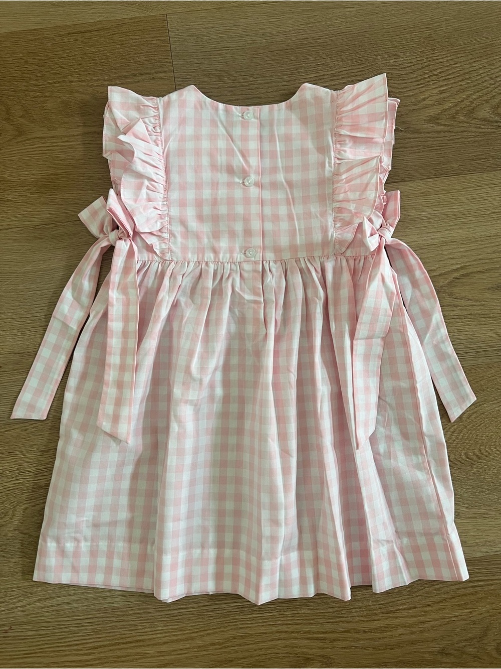 BRAND NEW! Stitchy Fish Pink Gingham Smocked ABC Dress - never worn! - Picture 8 of 12